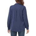 thumbnail image 7 of MLANM Womens Casual Button Down Shirts V Neck Long Sleeve Collared Office Work Blouses Tops, S Grey Blue, 7 of 7