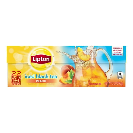 Lipton Family Black Iced Tea Bags Peach 22 Count