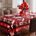 thumbnail image 2 of Valentines Day Red and Black Buffalo Plaid Lip Prints Tablecloth Cloth Rectangle Washable Table Covers for Indoor Outdoor Dining Table Home Party Decorations 60x120 Inch, 2 of 6