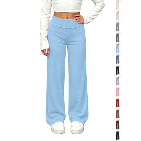 Kid Pants Dqueduo Children's Solid Color Elastic Waist Slim Sports Thin Sweatpants Long Straight Wide Leg Pants For Kids