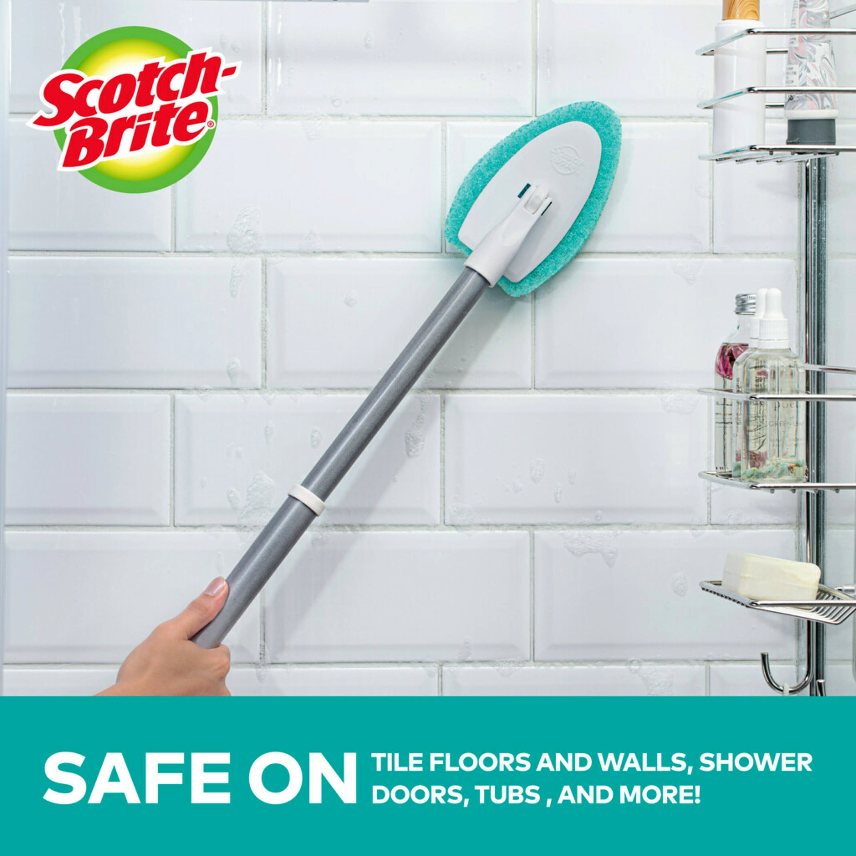 Scotch-Brite Shower and Tub Non-Scratch Scrubber w/ Extendable Handle - image 4 of 16