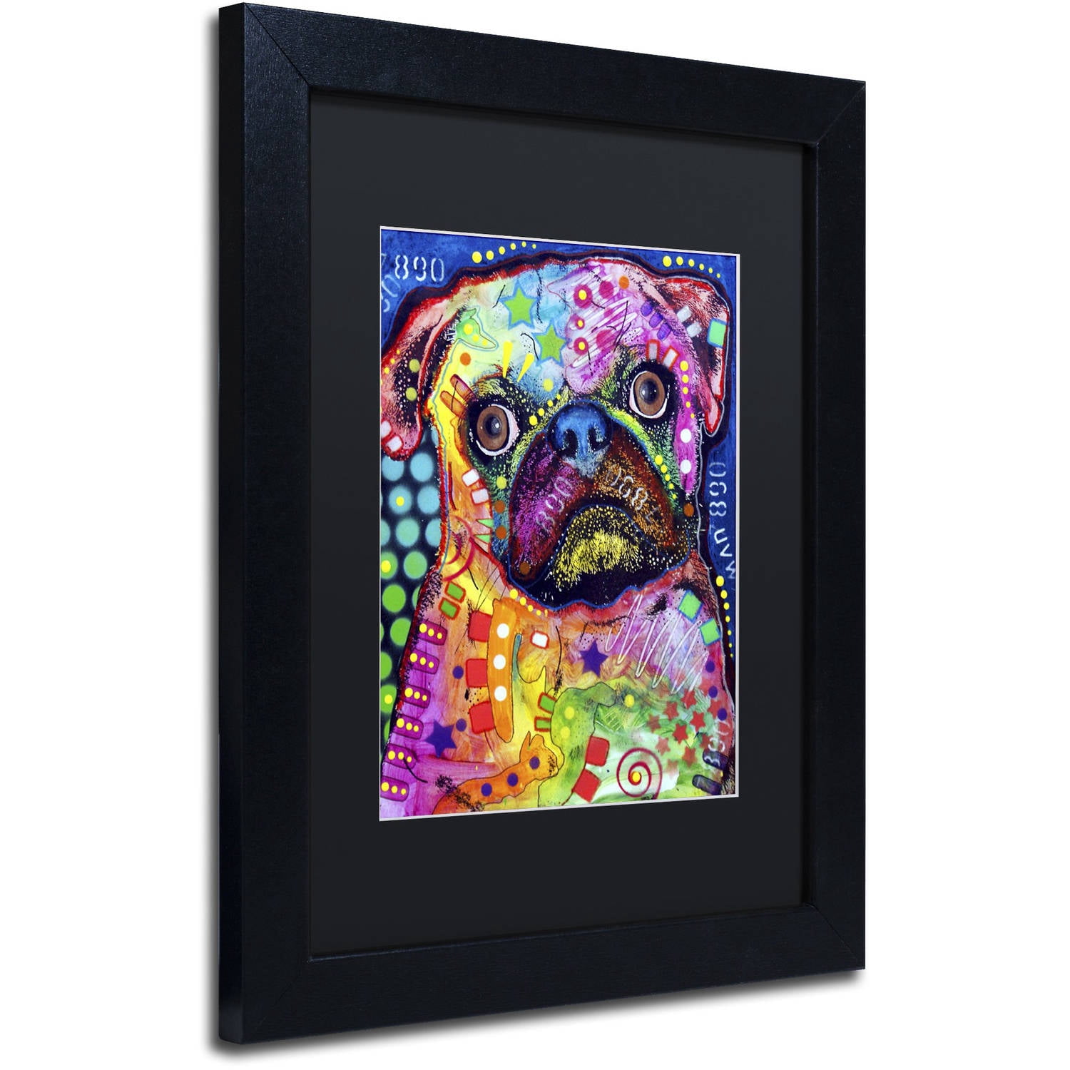 Trademark Fine Art "Pug 92309" Canvas Art by Dean Russo, Black Matte, Black Frame