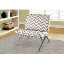 Monarch Specialties Accent Chair, Armless, Fabric, Living Room, Bedroom, Brown Fabric, Chrome Metal