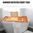 thumbnail image 3 of Bathtub Caddy Tray Adjustable Bamboo Spa Bathtub Caddy Organizer Book Wine Glass Holder Tablet or Smartphone Bracket Bath Organizer Nonslip Bottom Extendable Sides, 3 of 8