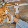 thumbnail image 3 of Wedge Dressy Sandals for Women 2025 Sparkly Sequin Open Peep Toe Mid Heel Gladiator Dress Sandals Ladies, 3 of 6