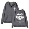 thumbnail image 4 of Jesus Hoodie for Men Loose Fit Zip Up Letter Print Long Sleeve Hoodies Casual Fall Winter Streetwear Graphic Hoodies for Men, 4 of 6