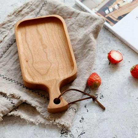 

TINKER 7.87 Inch Solid Wood Serving Platters and Trays Set of Rectangular Party Plates Avoid Sliding and Spilling Food with Handle Design