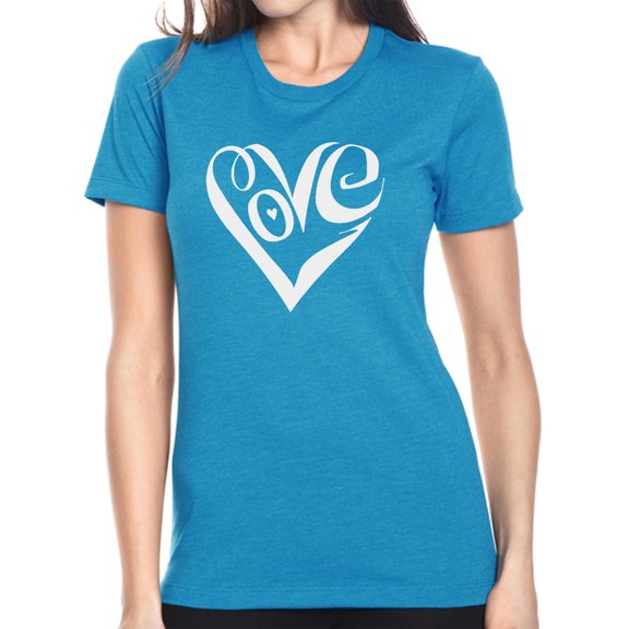 Women's Premium Blend Word Art T-shirt - Script Love Heart