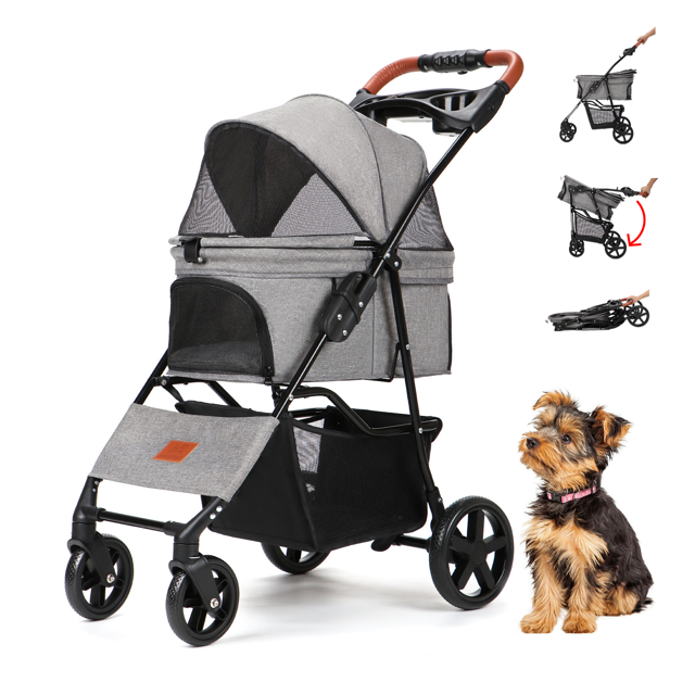 SKISOPGO Dog Strollers for Small Dogs Cats, No-Zipper Pet Strollers ...