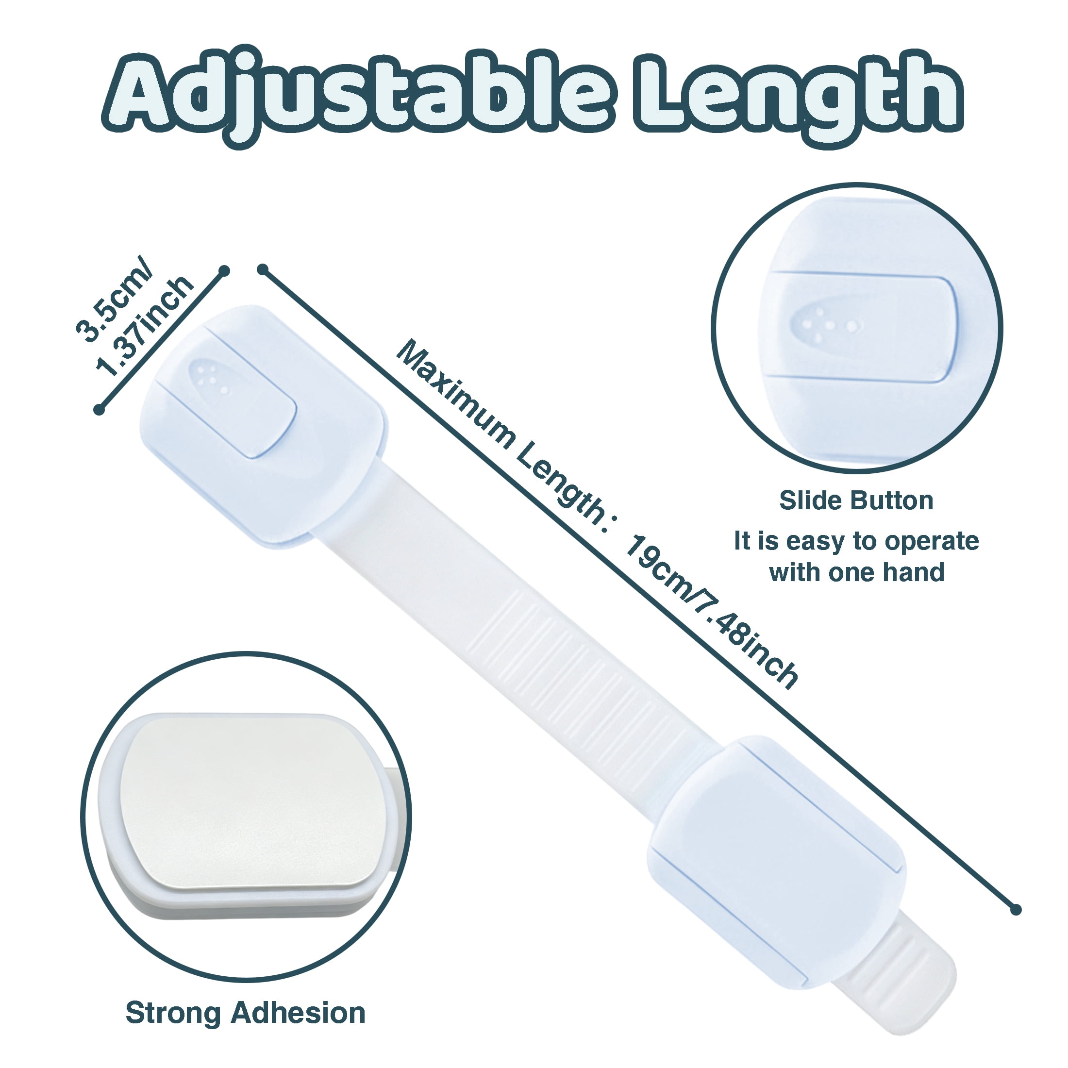 10 Pack Safety Locks, Adjustable Cabinet Locks, No‑Drill Drawer Locks, Multi‑Purpose Safety Straps, Household Home‑Safety Latches for Cabinets, Drawers, Refrigerator, Dishwasher