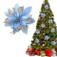 thumbnail image 2 of Artificial Christmas Glitter Flowers,Xmas Tree Flower Ornament Decor, Glitter Flowers with Clips And Rods, Xmas Tree Flower Ornament Poinsettias Decor,Artificial Poinsettia Flowers(Sky Blue), 2 of 7