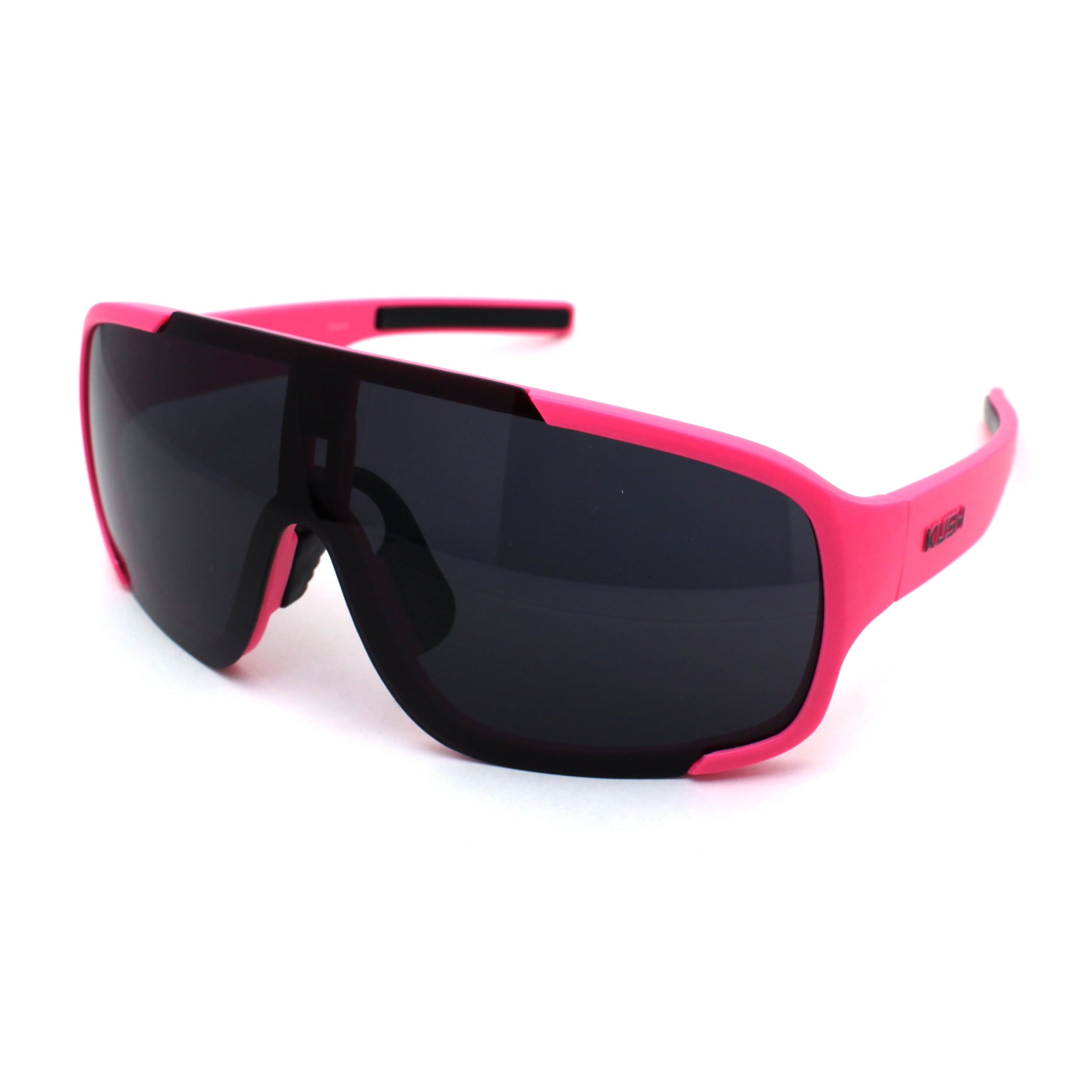Kush Mens Exposed Lens Racer Shield Plastic Sport Sunglasses Pink