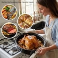 thumbnail image 5 of 19 Inch Turkey Roasting Pan Enamel Oval Granite Large Roaster with Lid for Thanksgiving, 5 of 8