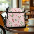 thumbnail image 3 of ZUXONGSY Christmas Cane Bow Print Shoulder Handbag for Women Small Crossbody Bag PU Leather Satchel with Adjustable Wide Strap for Shopping Working, 3 of 7