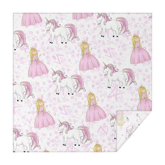 Princess Unicorn Pattern Square Tablecloth,Waterproof Square Table Cover,Wipeable Spillproof Washable Table Cover for Home Kitchen Party Decor 42"X42"(107x107cm)