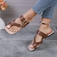 thumbnail image 4 of AXXD Women Brown Sandals Clearance Flat Bottomed Summer Outerwear Toe Strap Buckle Shoes Flat Heeled Beach Sandals, 4 of 6