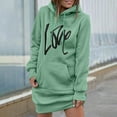 thumbnail image 2 of FEIFLY Women's Sweatshirts Loose Hoodie Mid Length Hoodie Dress Pullover Long Sleeve Solid Color Holiday Winter Autumn Workout Tops, 2 of 9