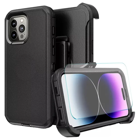 Starshop iPhone 17E Case Phone Cover Shockproof Holster With Glass Screen - Black
