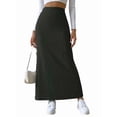 thumbnail image 2 of Female'S Solid High Waist Split Side Skirt Casual Knitted Maxi Skirts Comfy Bodycon Dress Black XL, 2 of 9