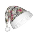 thumbnail image 2 of Cauagu Roses Mixed Zebra for Adult Christmas Hat,1-Pack Xmas Holiday Hat Santa Hat for Women & Men Festive Headwear Accessories Fit for Christmas/New Year/Party, 2 of 6