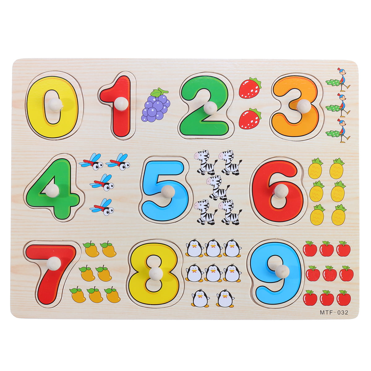 Wooden Numbers & Letters Shaped Peg Puzzles Kids Toddlers Educational Toy