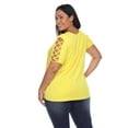 thumbnail image 3 of White Mark Women's Plus Size Keyhole Neck Short Crisscross Sleeve Shirt Top, 3 of 5