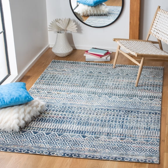 SAFAVIEH Crystal Rodina Abstract Area Rug, Ivory/Blue, 5' x 7'