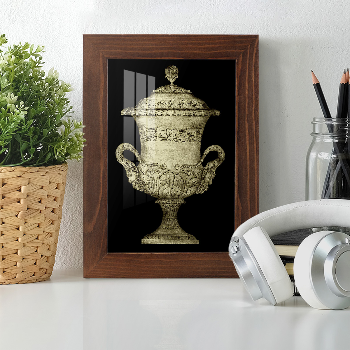 Garden Antiquities IV -Framed Print w/glass-Chestnut