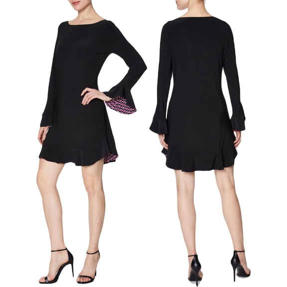 Laundry by Shelli Segal Women's Reversible Matte Jersey Flounced Mini Dress