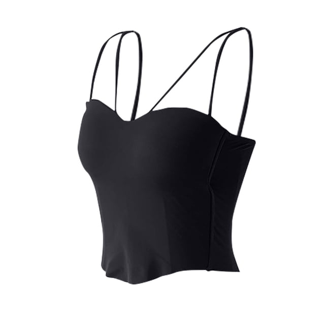 Mareep Women's Solid Color Camisole Top with Fixed Cups & Adjustable Shoulder Straps - Seamless Tube Vest for Chest Support