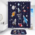 thumbnail image 2 of 4 Pcs Bathroom Shower Curtain Set,Kid's Bathroom Set,Baby Octopus Shower Curtain Sets with Rugs(Bath Mat,U Shape and Toilet Lid Cover Mat) and 12 Hooks, 2 of 7