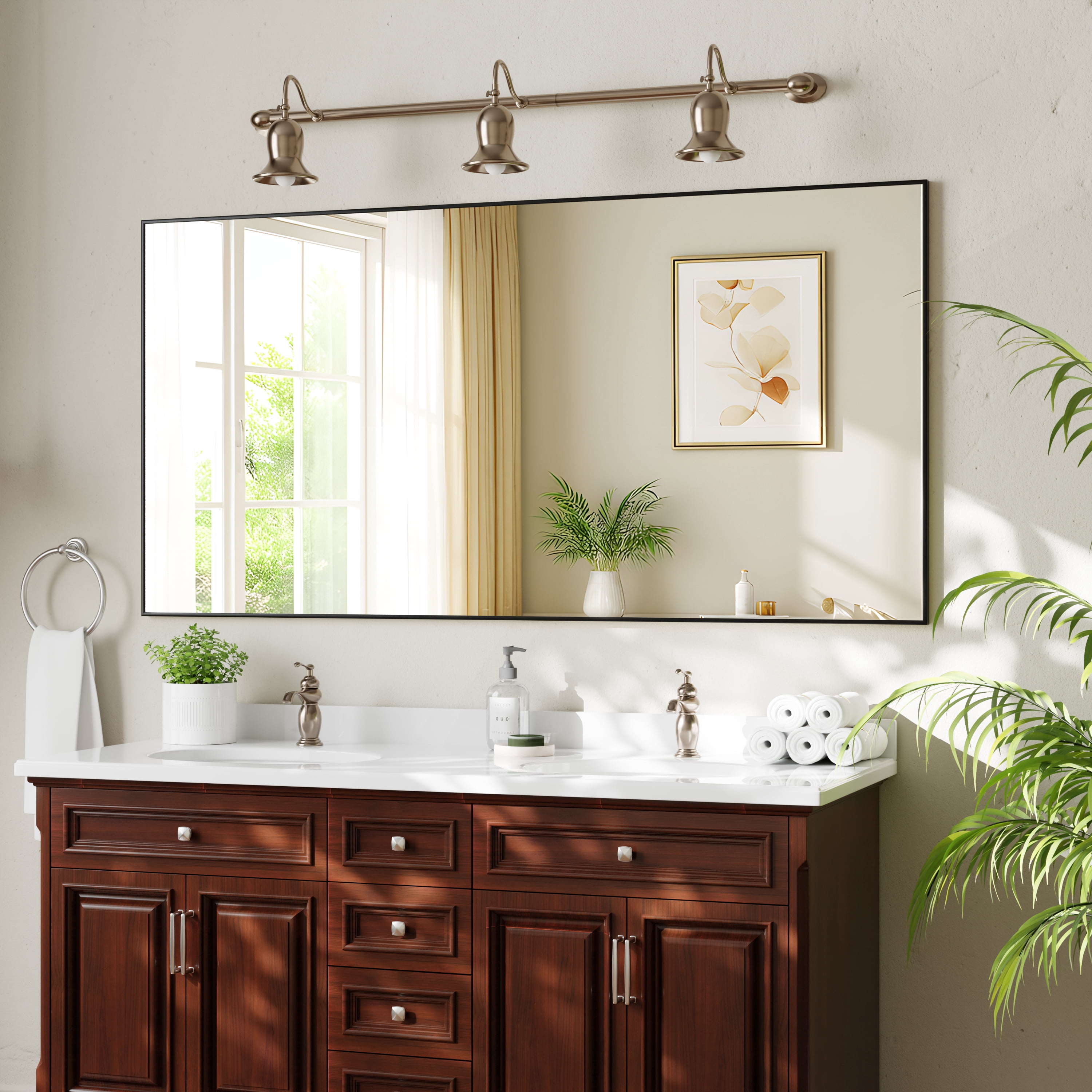 Easy4Home 71"x30" Rectangular Full Length Mirror Freestading Full Body Floor Mirror, Black