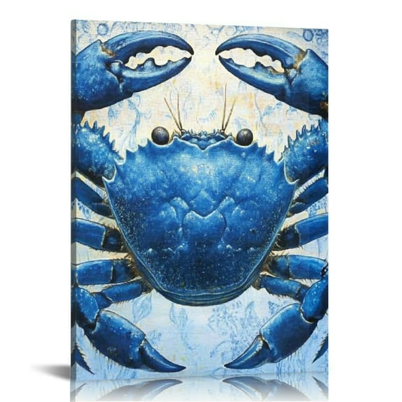 Patifu Blue Crab Canvas Print for Living Room Bedroom Home Office Wall Decor 12x16 in