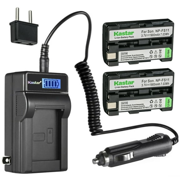 Kastar 2-Pack NP-FS11 Battery and LCD AC Charger Compatible with Sony NP-FS11 NP-F10 NP-FS10 NP-FS12, FS21, FS31 Battery, Sony AC-VQ11, AC-VF10 Charger, Sony CCD-CR1 CR5 DCR-PC1 PC2 PC3 PC4 PC5 Camera
