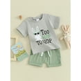 thumbnail image 3 of JYYYBF Toddler Boys Easter Outfits Bunny Print Short Sleeve T-Shirt and Elastic Shorts for 2 Pcs Vacation Clothes Set, 3 of 7