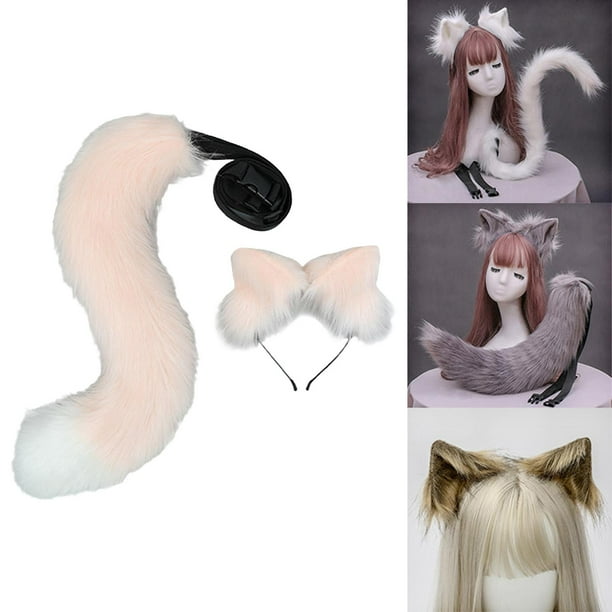 LEEQ 2 Piezas Accesorios De Cola Y Orejas De Zorro - Fox Cosplay Set, Para Vestir Lindo Disfraz Fiesta Decoración Set Para Niños Mujeres Niñas