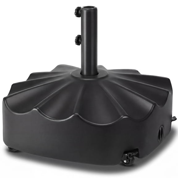 Best Choice Products 123lb Capacity Fillable Mobile Umbrella Base for Patio, Deck, 4 Wheels - Wavy Design - Black