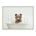 thumbnail image 4 of Kate and Laurel Sylvie Bear Cub In Bubble Bath Neutral Style Framed Canvas Wall Art by Amy Peterson Art Studio, 18x24 White, Adorable Animal Bathroom Art, 4 of 6