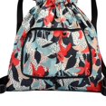 thumbnail image 2 of AMERTEER Basketball Yoga Bag Drawstring Folding Backpack Nylon for Travel (Small Flowers), 2 of 6