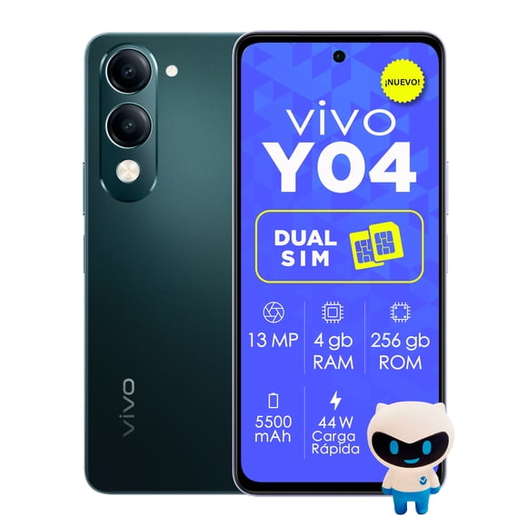 Celular vivo smartphone Y04 Dual SIM – 256GB ROM, Pantalla 6.74" 90Hz, Batería 5150mAh – Desbloqueado