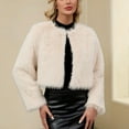thumbnail image 7 of Hvot&aat Women's Cropped Faux Fur Jacket Long Sleeve Open Front Fluffy Cardigan Fashion Short Coat, 7 of 7