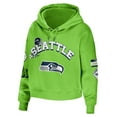 thumbnail image 2 of Women's WEAR by Erin Andrews Neon Green Seattle Seahawks Plus Size Modest Cropped Pullover Hoodie, 2 of 3
