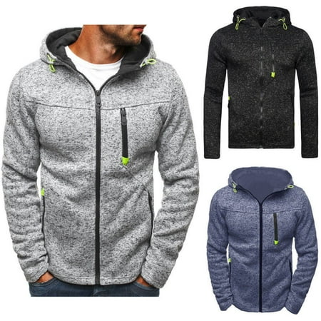 - Men's Fleece Zip Pullover Hoodie with Front Pocket