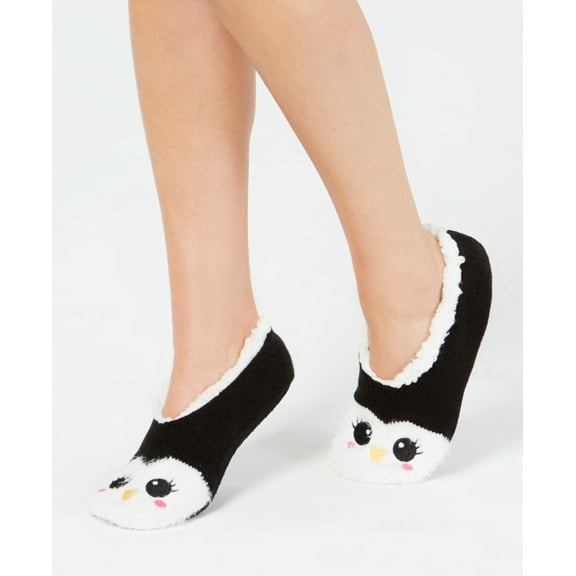 Charter Club Womens Penguin Slipper Socks Black