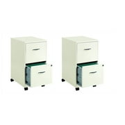 Set of 2 Mobile Filing Cabinets in White