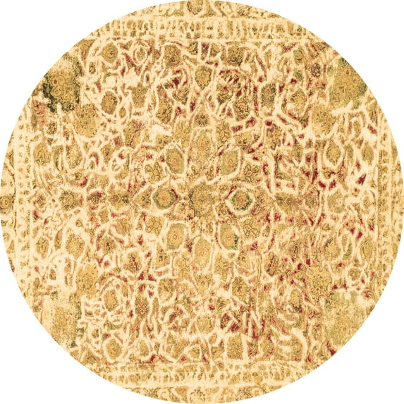 Ahgly Company Indoor Round Abstract Brown Modern Area Rugs, 4' Round