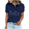 thumbnail image 2 of Tops de Cuello Alto para las Mujeres Amante Impreso Camiseta Cuello Redondo Manga Corta, Poliéster Spandex, 2 of 7