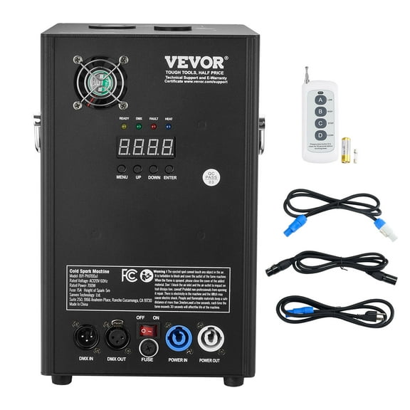 VEVOR Cold Spark Machine, 700W Output Fireworks Controller, 6.6-16.4ft Adjustable Height, with Advanced DMX System,LED Screen,Portable Handle,HeavyDuty Aluminum Alloy for Stage DJ Wedding Event,Party