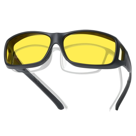 TINHAO HD Polarized Night Driving Glasses Fit Over Glasses for Men & Women Yellow Night Vision Glasses for Driving