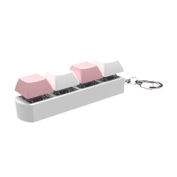 Llavero con teclado antiestrés, colgante con forma de para pasar el rato aburrido, juguete colgante con botón antiestrés para niños y Rosa Blanco